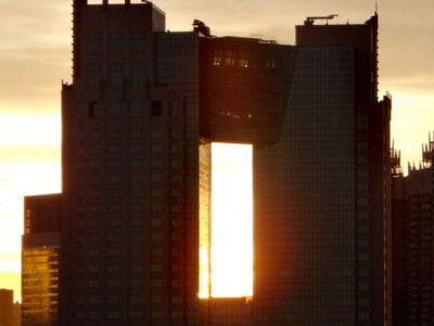 東京ビックサイトの屋上から眺める夕日